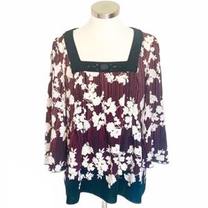 Nine West Purple Floral Blouse, Medium